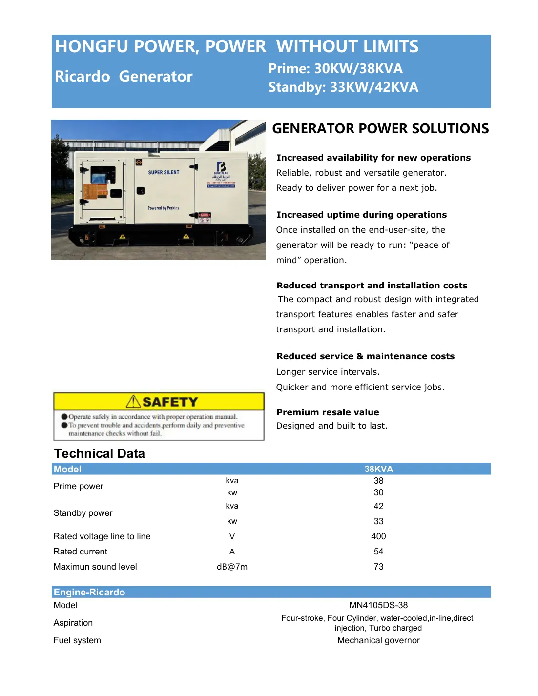 مولدة Ricardo 38 kVA سوبر سايلنت